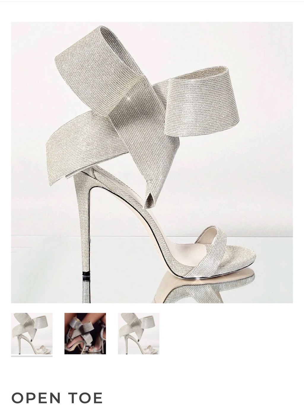 Crystal-Embellished Cream High Heel Sandal With Sculptural Ankle Bow